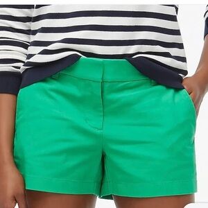 J.Crew chino green shorts like new, green, size 00, stretch, 3.5 mid rise